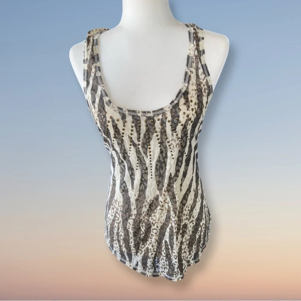 Daytrip Medium 2000s Y2K Animal print Tank top w/flat studs